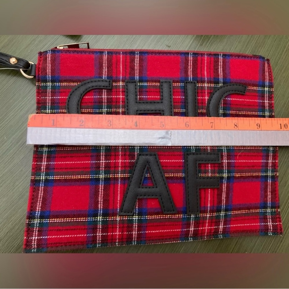 NWT Olivia Miller Red and Black Plaid Pouch - Picture 6 of 8